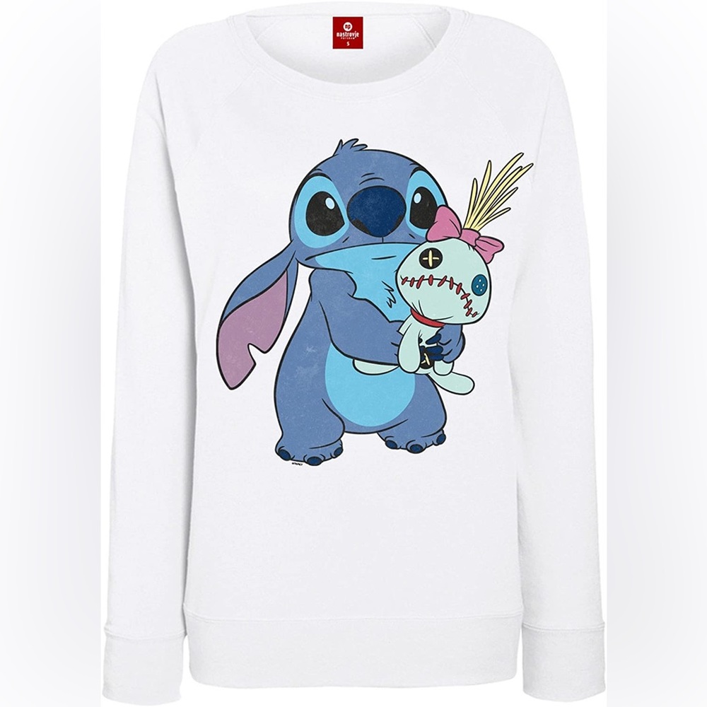 Disney Lilo & Stitch size small Stitch w/ Scrump fuzzy pullover sweater